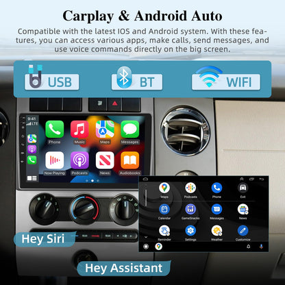 [2+64G] NHOPEEW Car Radio for Ford Expedition 2007-2014 with Wireless Carplay and Android Auto - 9 Inch Touchscreen Android 13 Car Stereo - DSP/Multiple UI/WiFi/GPS/SWC + AHD Backup Camera
