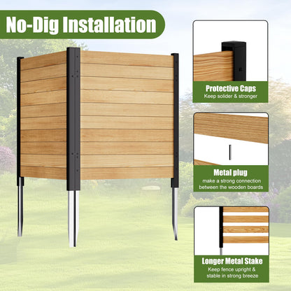 Outdoor Privacy Fence 2P-38''W x 42''H Wood Fence Privacy Screen No Dig Fence Panels, Fencing for Garden Patio Pool Equipment Enclosure Trash Bin Air Conditioner, Privacy Fence Panels Horizontal