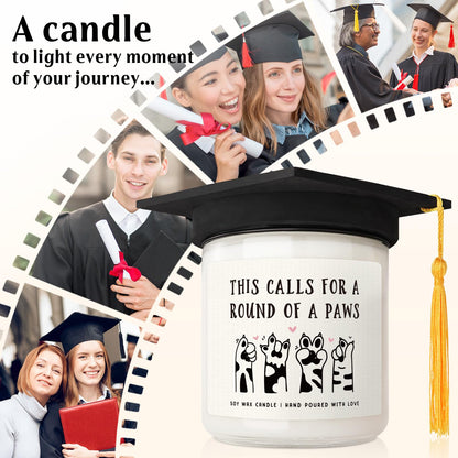 Petalsun Graduation Gifts for Her, Him- Cute Paws Grad Candle- 2026 Funny College, Masters Degree, Phd, Nurse, High School Grad Gifts for Cat Lovers, Graduation Party Decorations, Lavender Scented 7oz