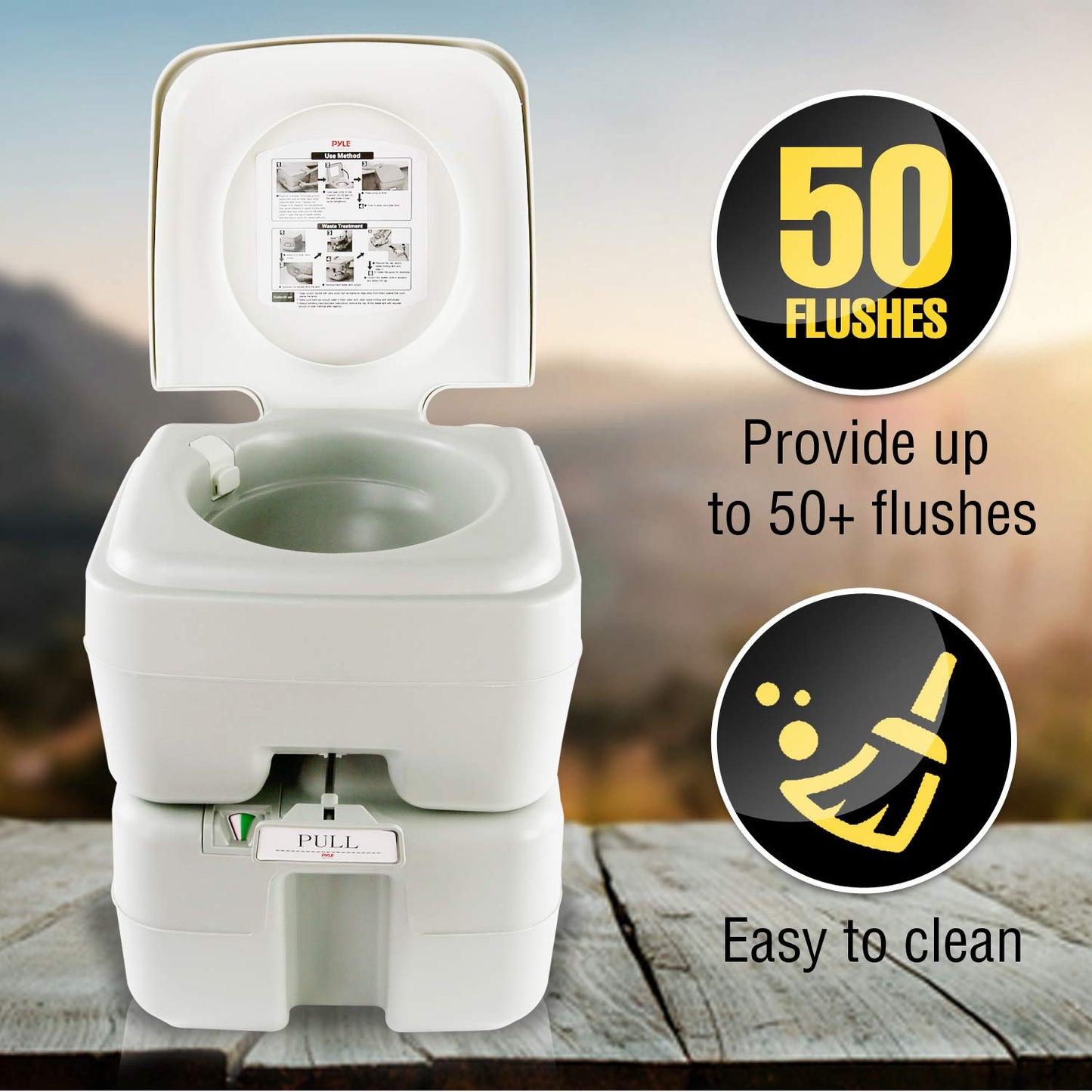 SereneLife Portable Toilet – Compact RV Travel Potty Seat with Cover, 5.3 Gallon Waste Tank, Pump Flush, Leak and Odor Proof – Ideal for Campers, Boating, and Outdoor Activities