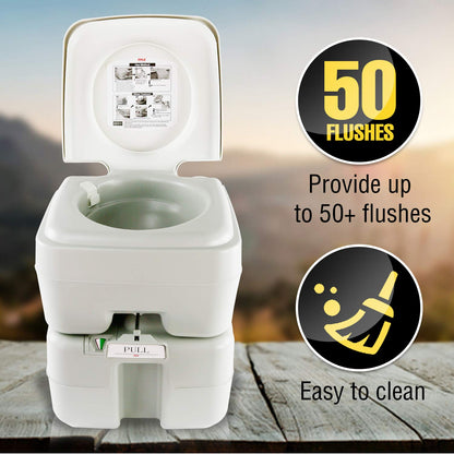 SereneLife Portable Toilet – Compact RV Travel Potty Seat with Cover, 5.3 Gallon Waste Tank, Pump Flush, Leak and Odor Proof – Ideal for Campers, Boating, and Outdoor Activities