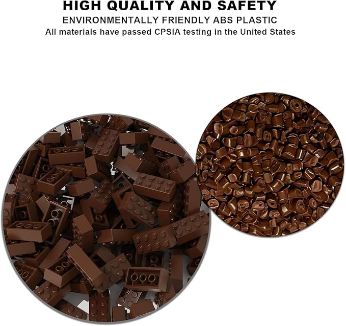 500 Piece Brown Bricks Bulk Brown 2x4 Building Bricks Flat Compatible with Lego Parts and Pieces: 2x4 Brown Bricks(Color: Brown)