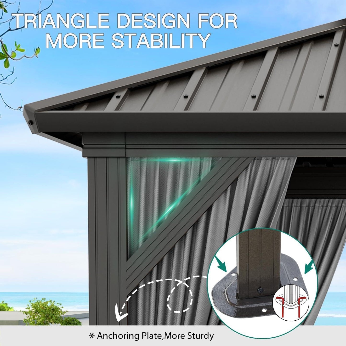 10x12 ft Hardtop Gazebo with Galvanized Steel Double Roof, Heavy Duty Galvanised Steel Hardtop Pavilion with Nettings and Curtains for Party, Wedding, Outdoor Dining, Patio, Backyard