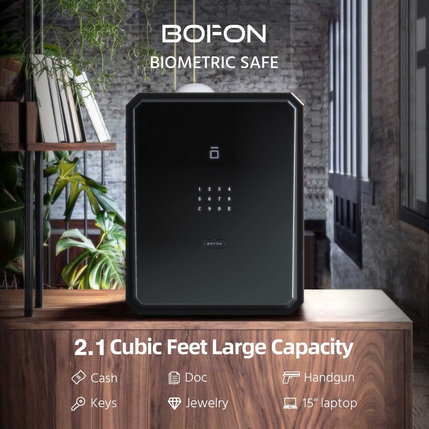 BOFON Home Safe, Fingerprint Password Safe Box with Key, Cabinets SafeBox for Home, Security Box, Biometric Safe, W-series 2.1Cubic feet