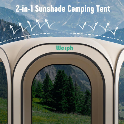 Werph 10x10 Pop Up Screen Tent, Mosquito Net Gazebo, UV Resistant Roof Waterproof Screen Canopy, Quick Setup Outdoor Shelter for Backyard, Patio, Garden, Picnic, Camping and Events, Beige