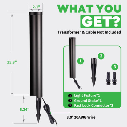 Varmtalys Outdoor Path Lights, LED Landscape Pathway Lights, 12V Low Voltage Wired, Waterproof 5W 200LM Black Aluminum for Backyard Patio 6 Pack