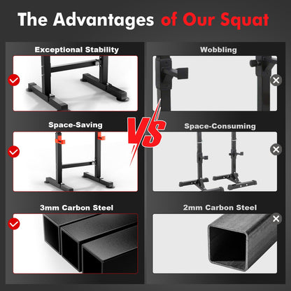 Streamnova Adjustable Squat Rack, 550LBS Multi-Function Barbell Rack for Weight Lifting and Home Gym Fitness Workout Portable Squat Bench Press - Great for Beginners
