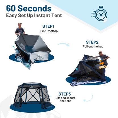 Timber Ridge Pop Up Gazebo, Portable Instant Screen House with Netting, Easy 60-Second Set-Up, Measures 12.1' x 10.5' x7.2', Fits 8 People, Ideal for Camping, Backyard, Patio, Tailgating, Picnics