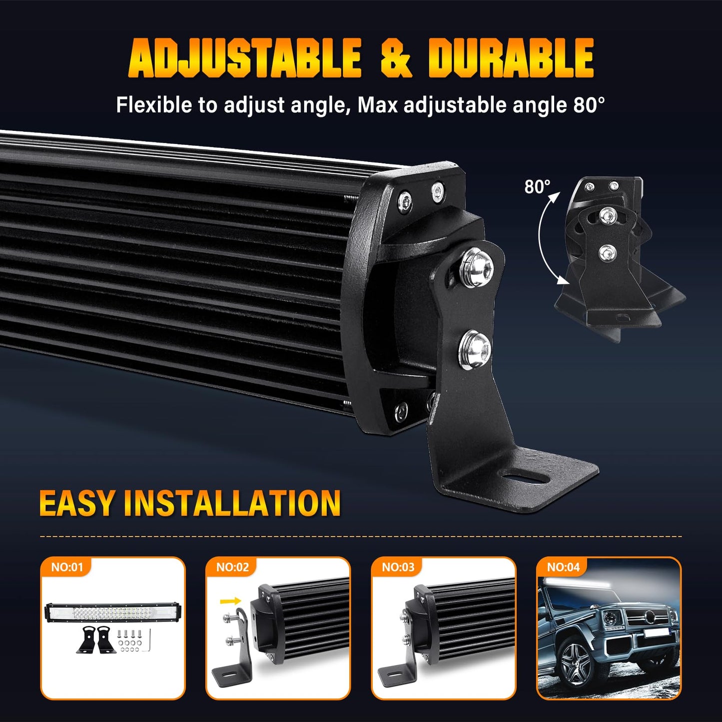 Willpower 52 inch Curved LED Light Bar with Remote Controller Wiring Harness,675W Triple Row Spot Flood Combo Beam,Strobe Flash Work Light Driving Lights,Waterproof Remote Controller On/Off Switch