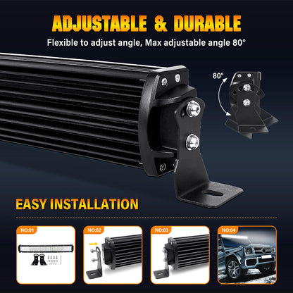 Willpower 52 inch Curved LED Light Bar with Remote Controller Wiring Harness,675W Triple Row Spot Flood Combo Beam,Strobe Flash Work Light Driving Lights,Waterproof Remote Controller On/Off Switch