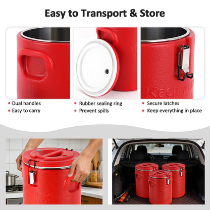 Tragaomx Portable Insulated Soup Container 18Qt Food Warmer Cold/Hot Soup Carrier for Parties Catering Insulated Food Pan Carrier for Buffet