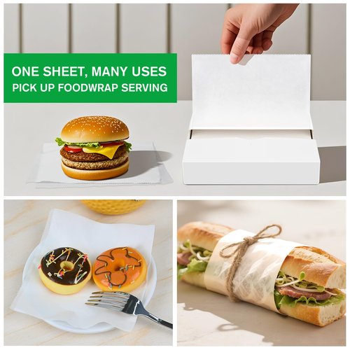 EcoDispose Precut POP UP Deli Paper Sheet Pack of 200, Interfolded Heavy Paper for Food Wrap and Serving (6" x 10-1/2", White）