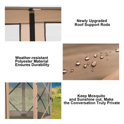 COBIZI 12x12 FT Pop Up Canopy Stargazing Tent, Gazebos On Clearance with Removable Roof, Screened in Gazebo, Screen Tents Portable carpas para Patio for Outdoor Camping,Backyard, Garden, Khaki(Pro)