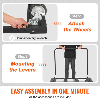 VEVOR Folding Table Cart, Heavy Duty Table Trolley with 5" Swivel Wheels, 1800 LBS Drywall Dolly Cart for Garage, Home, Warehouse, Party Event Hotel Furniture 10 Table Capacity