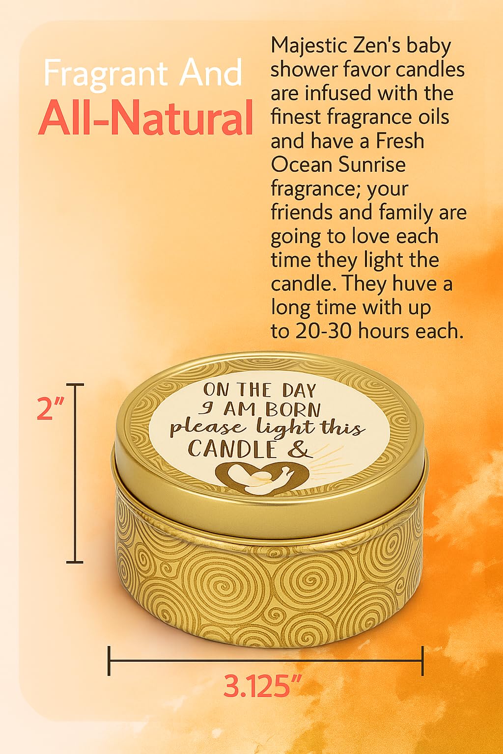 Majestic Zen Baby Shower Candle Favors Gift Set |9-Pack Neutral Scented Soy Wax Candles with Fresh Baby Powder |Long Lasting 40 Hour Burn |Unique Gender Reveal Party Favors & Baby Shower Decorations