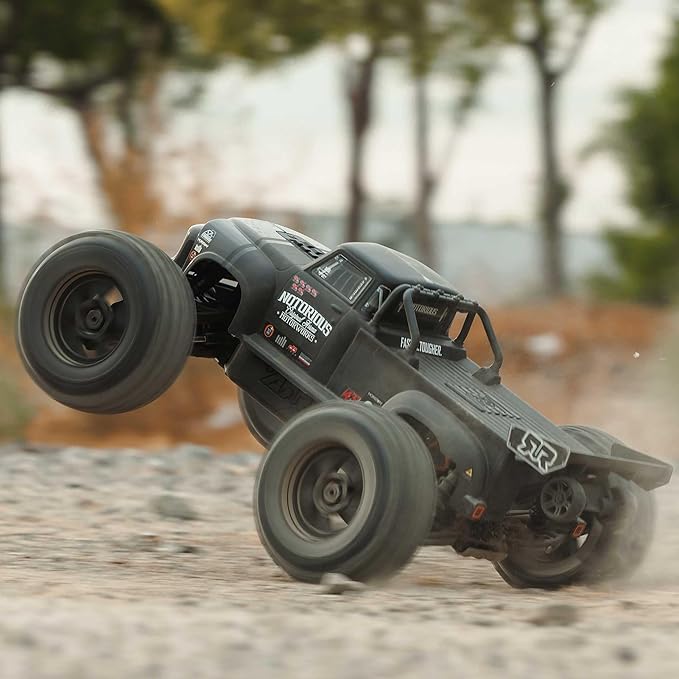 ARRMA RC Truck 1/8 Notorious 4X4 6S BLX BRUSHLESS V6 Stunt Truck RTR (Battery and Charger Not Included) (Black) ARA8611V6T1