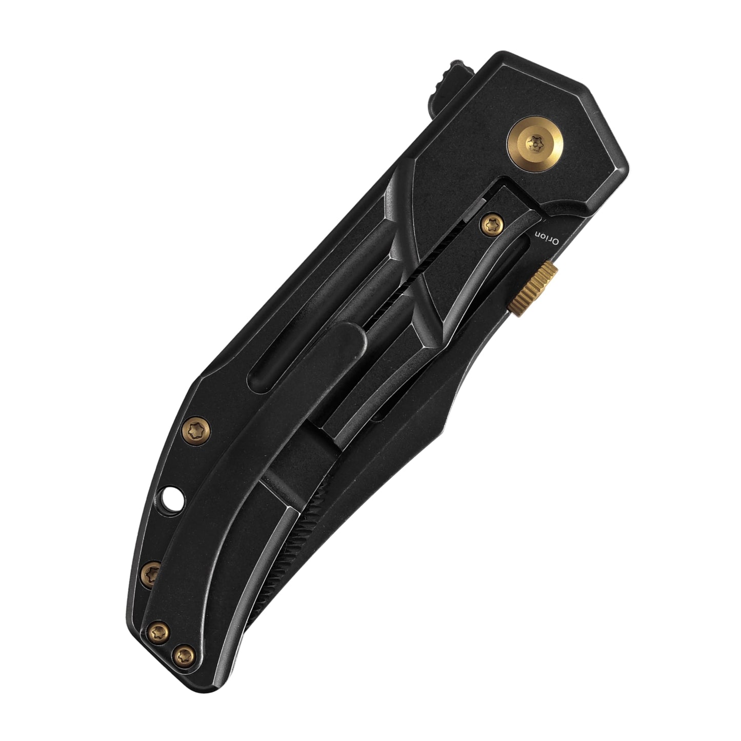 KANSEPT Orion Pocket Knife, 3.07" Blackwash S35VN Blade with Blood Groove and Black Titanium Handle Both Crafted with CNC Milling, Thumb Disk EDC Folding Knives for Camping, Hunting, Survival K1089A4