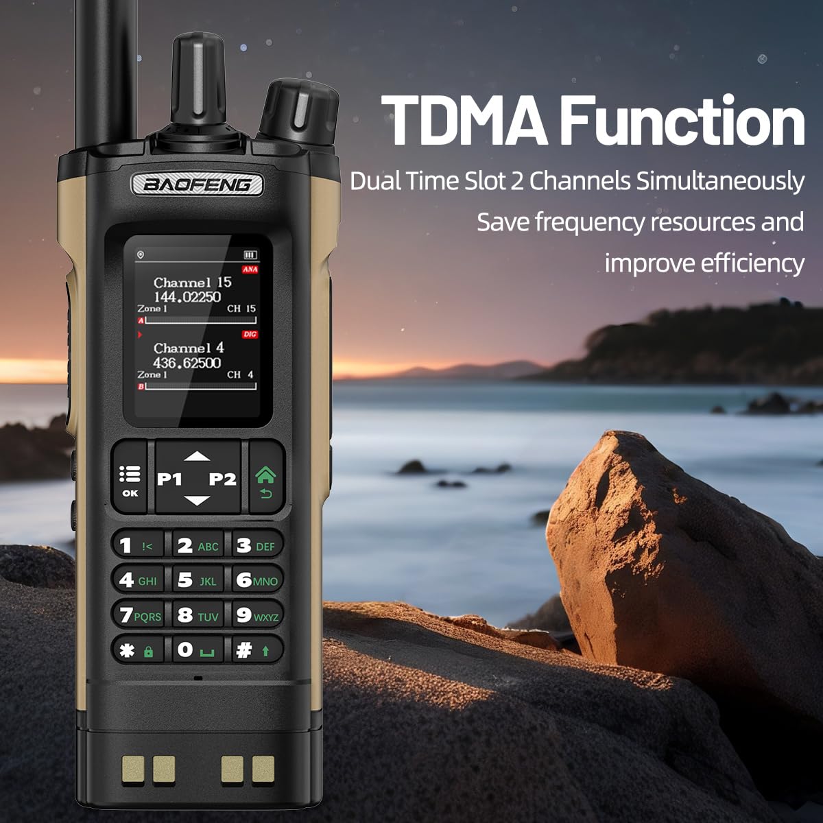 BAOFENG DM32 DMR Radio Ham Radio Handheld 10W Long Range Rechargeable Two Way Radio Walkie Talkies GPS DM-32UV Digital NOAA Weather Radio with Programming Cable for Hunting Survival Gear,2Pack
