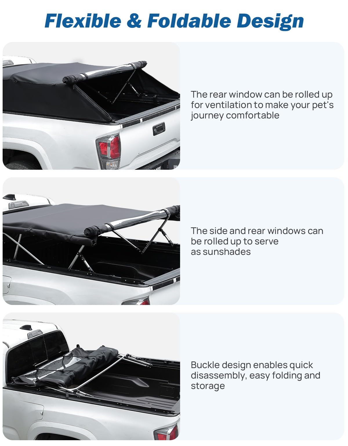 JOYTUTUS Upgraded Truck Bed Soft Topper Compatible with 2005-2023 Tacoma with 6ft Bed, Foldable Camper Shell Truck Top
