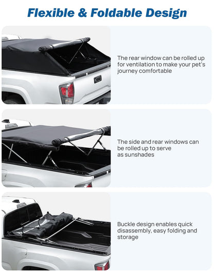 JOYTUTUS Upgraded Truck Bed Soft Topper Compatible with 2005-2023 Tacoma with 6ft Bed, Foldable Camper Shell Truck Top