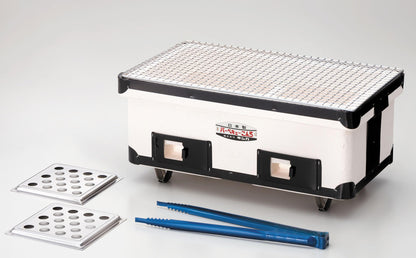 Japanese BBQ Charcoal Grill - Handmade Shichirin - Diatomaceous Earth - White -16.1 x 9.2 Inches - Made in Japan