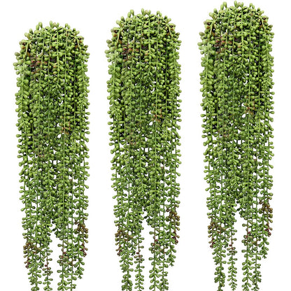 SzJias 3 Pcs String of Pearls Plant Artificial Hanging Succulents Plants for Home Garden Decor (Pots Not Included)