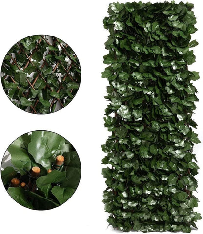 DOEWORKS Expandable Fence Privacy Screen for Balcony Patio Outdoor(Double Sides Leaves), 2PCS Faux Ivy Fencing Panel for Backdrop Garden Backyard Home Decorations
