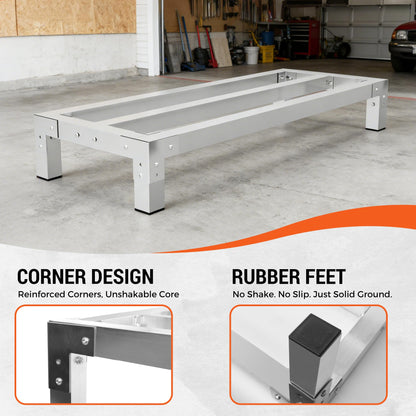 HOCCOT 2 Pack Aluminum Dunnage Rack, 48"x20" Commercial Storage Rack, Food Floor Rack Stand with 1.5mm Thick Aluminum Tube & Tool-Free Assembly for Kitchen, Garage, Warehouse, Restaurant, Vehicle