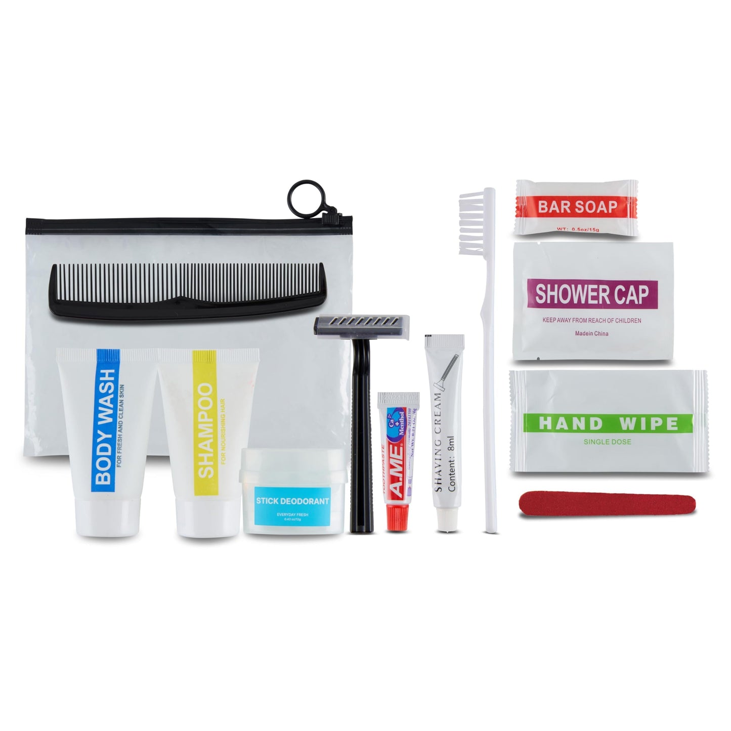Wholesale Case of 50 Basic Hygiene Kits for Donations – Bulk Toiletry Supplies in Zip Pouch – Perfect for Donations Homeless Shelters, Relief Efforts & Charity Drives (50ct)