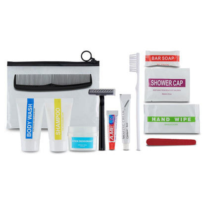 Wholesale Case of 50 Basic Hygiene Kits for Donations – Bulk Toiletry Supplies in Zip Pouch – Perfect for Donations Homeless Shelters, Relief Efforts & Charity Drives (50ct)
