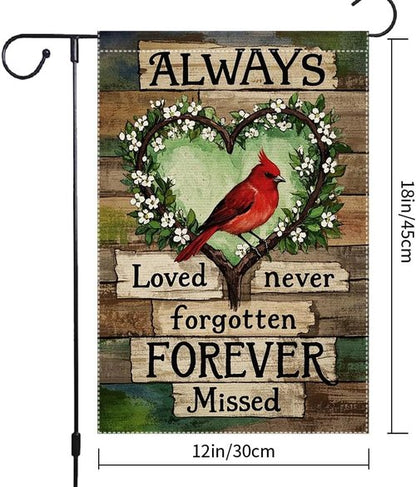 God Bless America Cardinal Garden Flag - Double-Sided 12x18 Inch Burlap Decor for Spring & Memorial Day