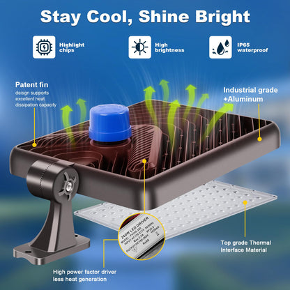 ledmo 480W LED Parking Lot Lights,Super Bright 72000LM for Large Area Lighting,IP65 Waterproof LED Street Light with Dusk to Dawn Adjustable Wall Mount Commercial Parking Lot Lights Outdoor