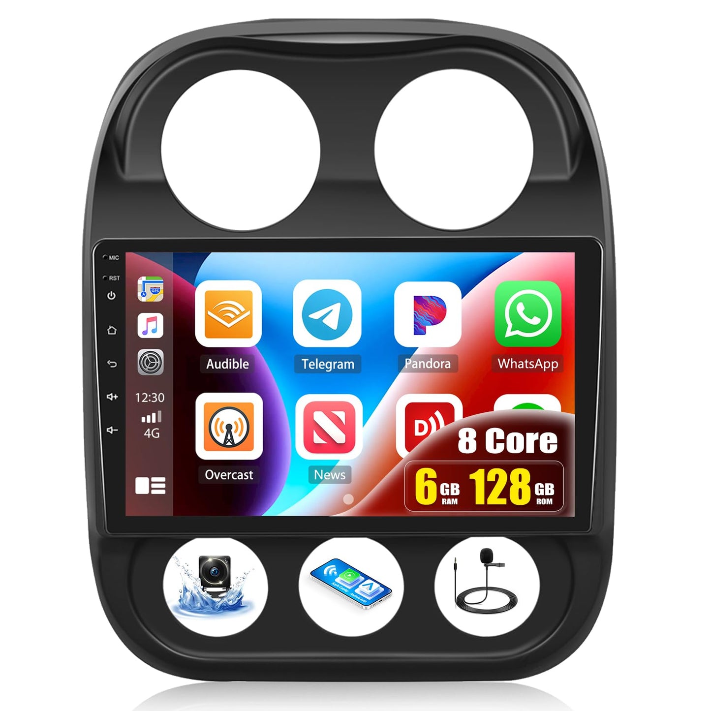 [6+128G] 8-Core Android 15 Car Stereo Radio for Jeep Patriot Compass 2010-2016 with Wireless Carplay&Android Auto,10.1 Inch Car Radio with Mirror Link Bluetooth FM/RDS WiFi GPS SWC Dual USB