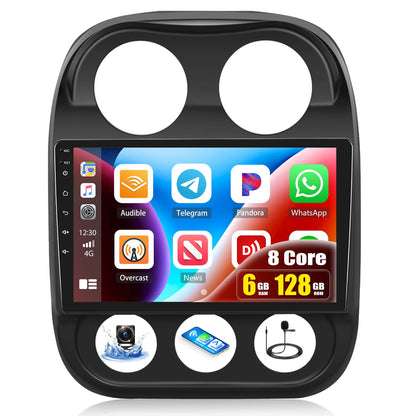 [6+128G] 8-Core Android 15 Car Stereo Radio for Jeep Patriot Compass 2010-2016 with Wireless Carplay&Android Auto,10.1 Inch Car Radio with Mirror Link Bluetooth FM/RDS WiFi GPS SWC Dual USB