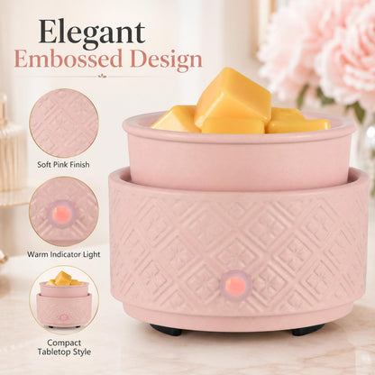 Wax Melt Warmer for Scented Wax,3-in-1Ceramic Wax Warmer Fragrances Candle Oils, Home Fragrance Burner,Electric Candle Warmer Perfect Christmas Gifts for Mom Women(Pink)