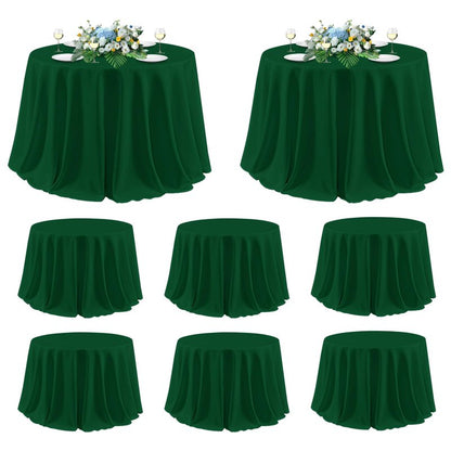 sancua 120 Inch Round Tablecloth, 8 Pack Hunter Green - Circle Polyester Fabric Table Cloth for Chiristmas Party Reception Banquet Birthday, Washable Formal Table Cover (Fit 48-96 Inch Tables)