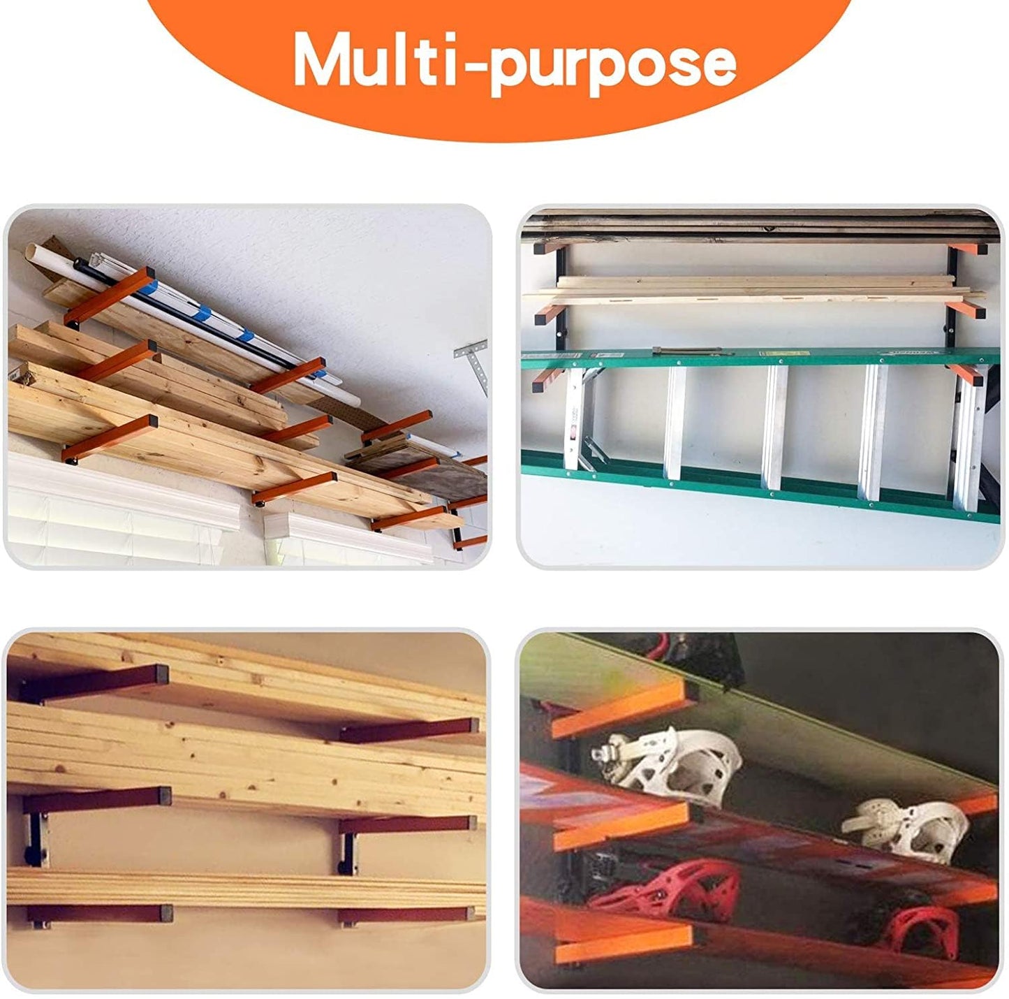 Ultrawall Wall Mount Wood Organizer Racks, Lumber Storage Metal Racks Wood Storage Racks with 3-Level (3 Pack)