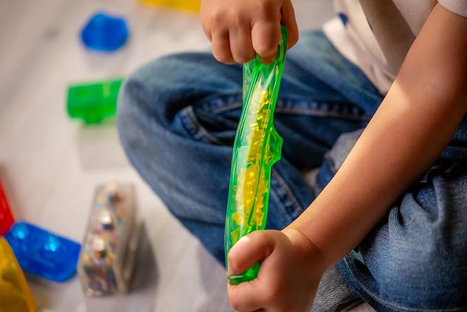 Jelly Blox Stash 'N Stack 2-in-1 Storage Case with 30 Blocks | Toddler &amp Preschool Building Blocks Kids Can Squeeze &amp Stretch | MESH ACCREDITED | Safety Tested &amp Ouch-Free | Sensory Play T