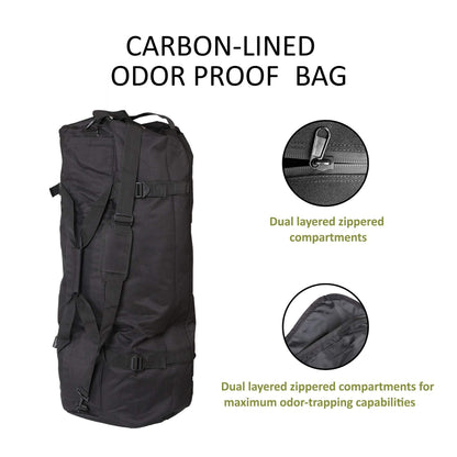 TopoGrow XXL Extra Large Backpack Odor Smell Proof Duffel Bag with Carbon Lining Water Resistant Luggage Smell Absorbing Bag Odor Absorbent for Hydroponics Use, Travel, Sport Gym