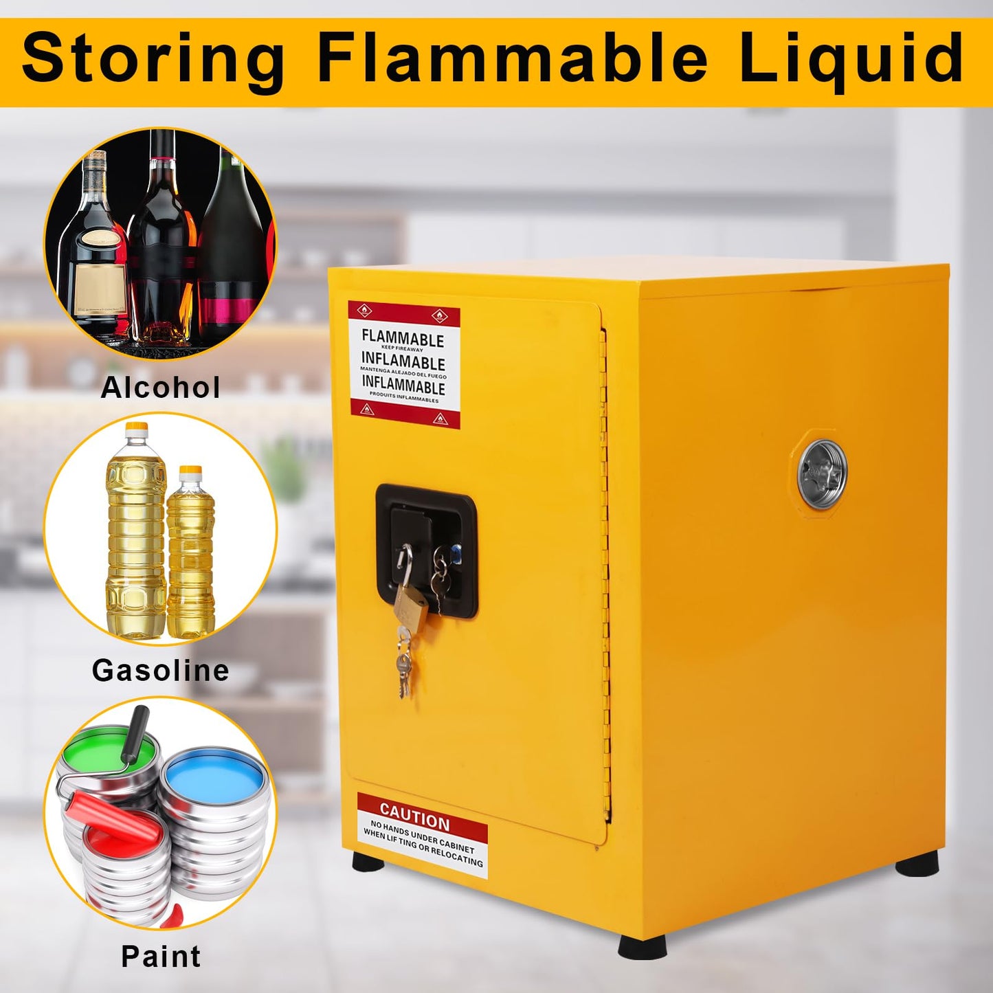 ExploreHorizon 11 Gallon Flammable Storage Cabinet, 18" H x 17" W x 17" D Cold-Rolled Steel Explosion Proof Thickened Galvanized Steel Flammable Safety Cabinet, Fire Safety with Adjustable Shelf