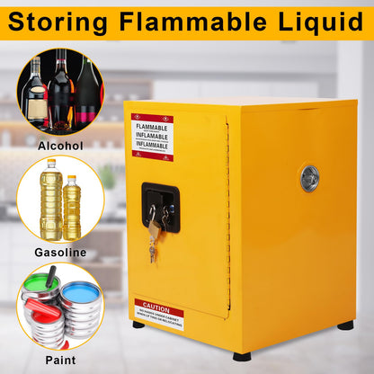 ExploreHorizon 11 Gallon Flammable Storage Cabinet, 18" H x 17" W x 17" D Cold-Rolled Steel Explosion Proof Thickened Galvanized Steel Flammable Safety Cabinet, Fire Safety with Adjustable Shelf