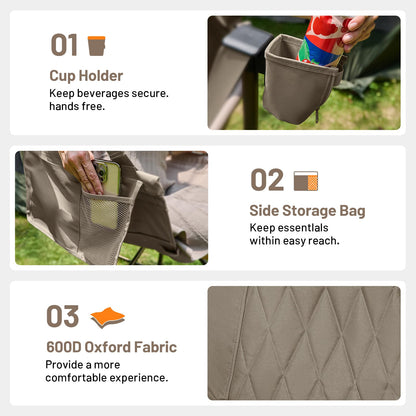 Timber Ridge Hammock Camping Chair with Adjustable Backrest, Portable Hammock Chair Supports 300lbs, Swinging Camping Folding Chairs for Lawn, Travelling and Patio, Tan 2 Pack