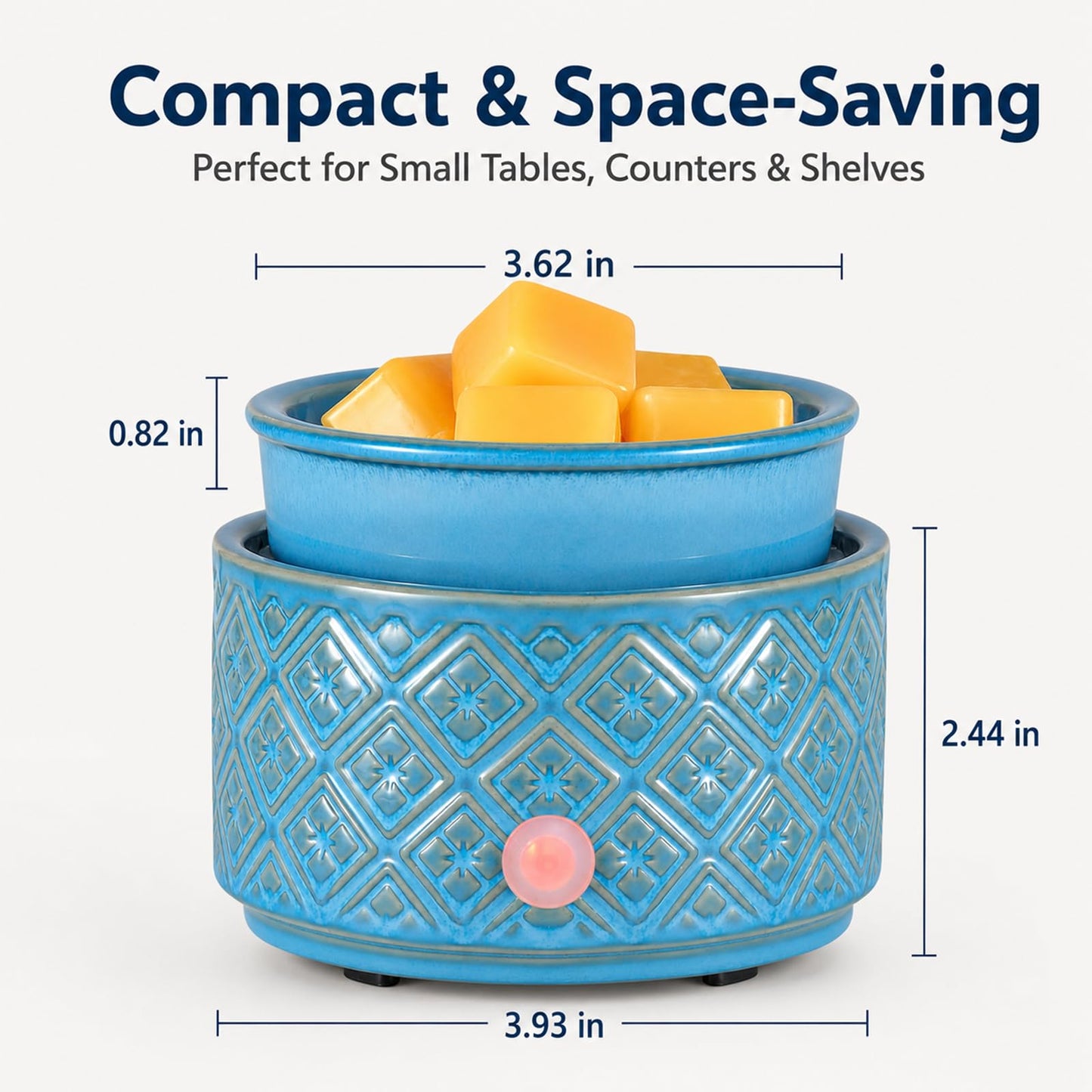 Wax Melt Warmer for Scented Wax,3-in-1Ceramic Wax Warmer Fragrances Candle Oils, Home Fragrance Burner,Electric Candle Warmer Perfect Christmas Gifts for Mom Women(Blue)
