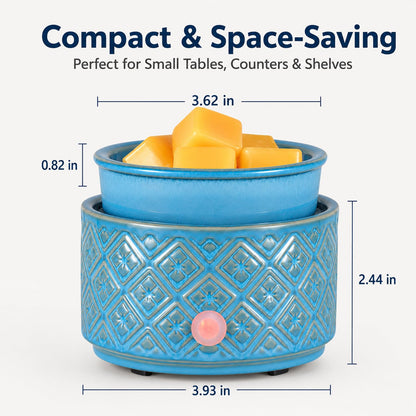 Wax Melt Warmer for Scented Wax,3-in-1Ceramic Wax Warmer Fragrances Candle Oils, Home Fragrance Burner,Electric Candle Warmer Perfect Christmas Gifts for Mom Women(Blue)