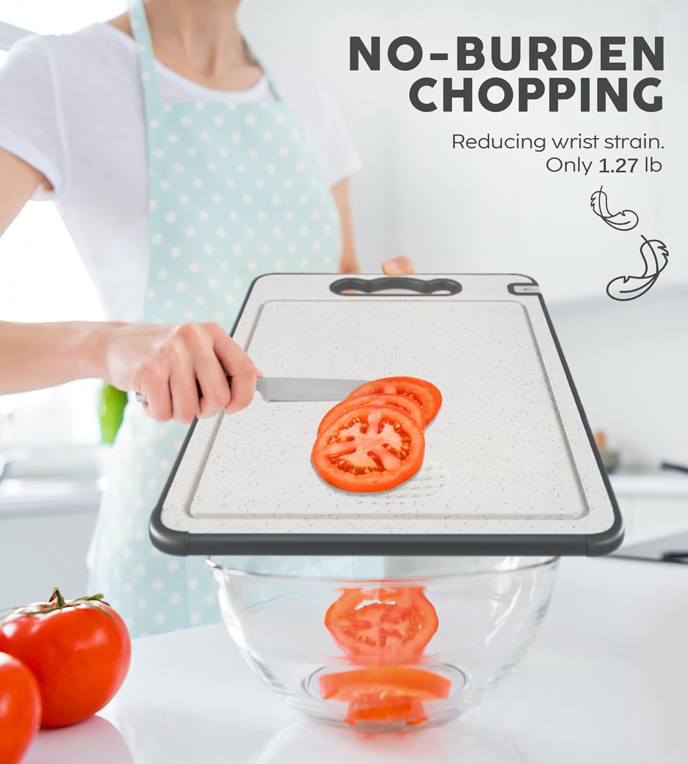 LOZOVIN Stainless Steel Cutting Board - Scratch Resistant & Reversible Design, 14.4"x9.8", Grey