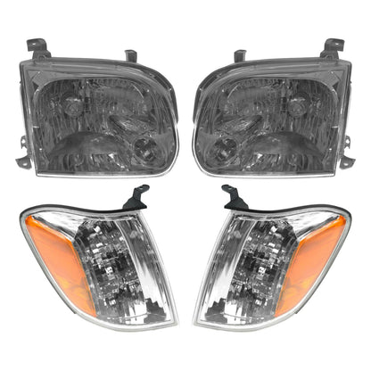 TRQ Headlight Assembly Set for 2005-2007 Toyota Sequoia & 2005-2006 Tundra, Clear, Model LKA55928