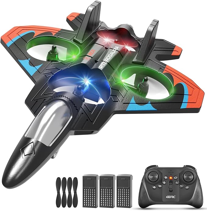 Foam Remote Control Airplanes with 3 Batteries RC Planes for Kids Adults 8-16 RC Airplane Fighter Jet with Light 360° Flip Fighter Jet Toys Stunt Roll Airplane Toy Gifts for Kids Boys