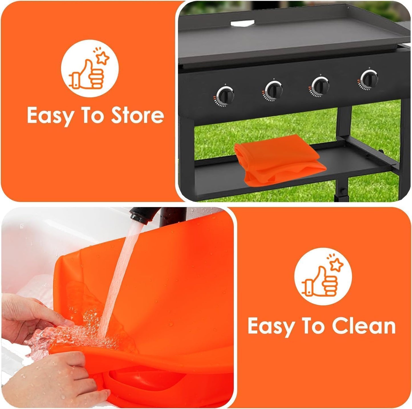 Skiennix 36" Extra-Thick Silicone Griddle Mat - Full-Wrap High Lip, Anti-Slip Grip, Food-Grade Protection