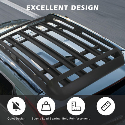 Updated Roof Rack Cargo Basket Carrier, 63'' x 38'' Aluminum Alloy Luggage Holder for SUV, Truck, Car - Universal Design with 150lbs Weight Capacity,Steel Construction for Durability Strength