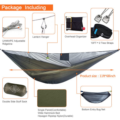 Onewind 11' Camping Hammock with Hammock Underquilt, Full Length, Lightweight and Portable Camping Sleep System, OD Green